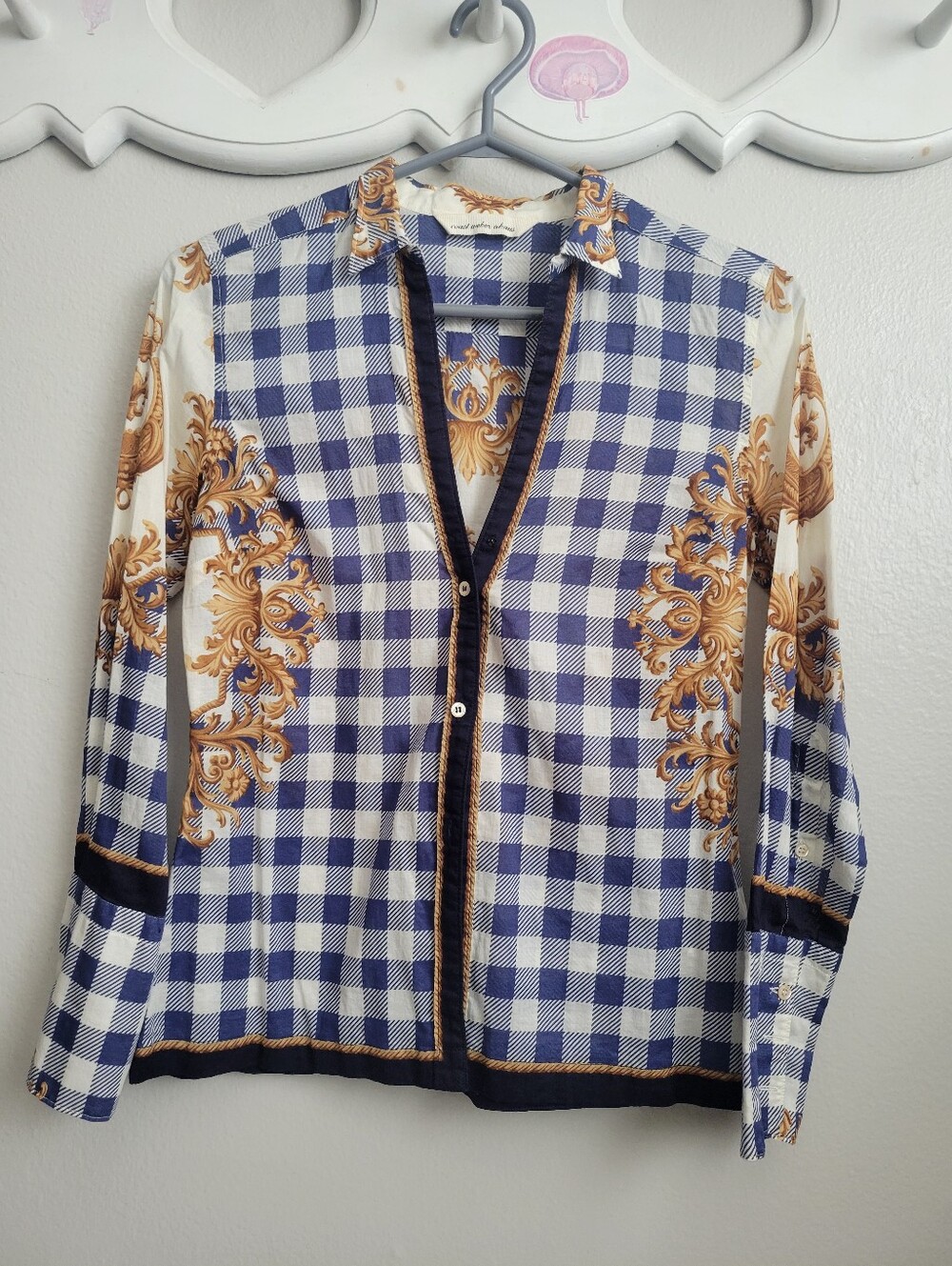 Coast-Weber-Ahaus blue plaid & gold Baroque button-up Shirt By Moncler USA